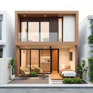 rumah 8x12 dengan balkon depan