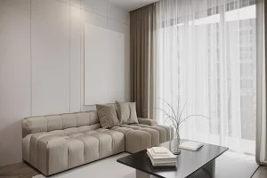 desain ruang tamu warna beige