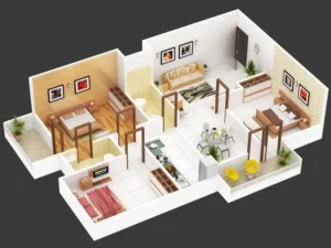 denah rumah type 45 dengan 3 kamar tidur