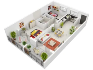 denah rumah type 45 open space