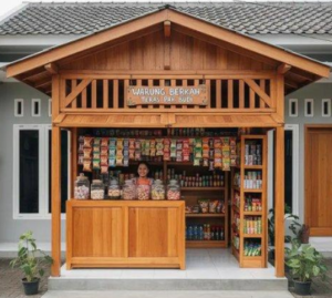 desain warung dengan sentuhan kayu