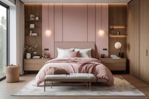 kombinasi cat warna baby pink dan cokelat muda