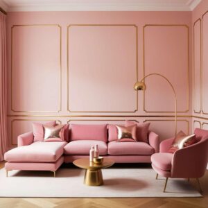 kombinasi cat warna baby pink dan gold