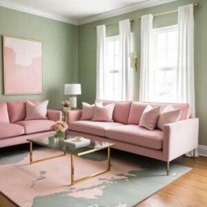 kombinasi warna cat baby pink dan sage green
