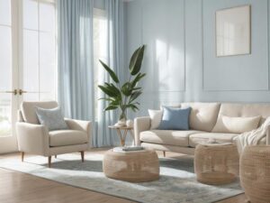 warna cat tembok blue ice dan beige