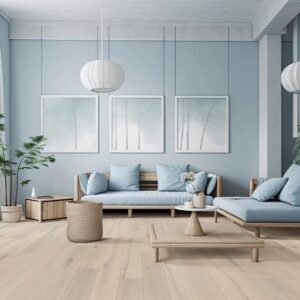 warna cat tembok blue ice dan cokelat kayu
